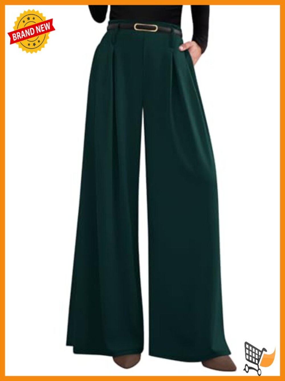 Wide Leg High Waisted Dress Pants Pleated Flowy Palazzo Trousers